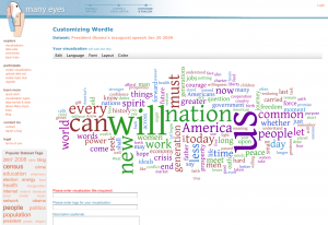 Tagging Cloud der Rede von Barack Obama